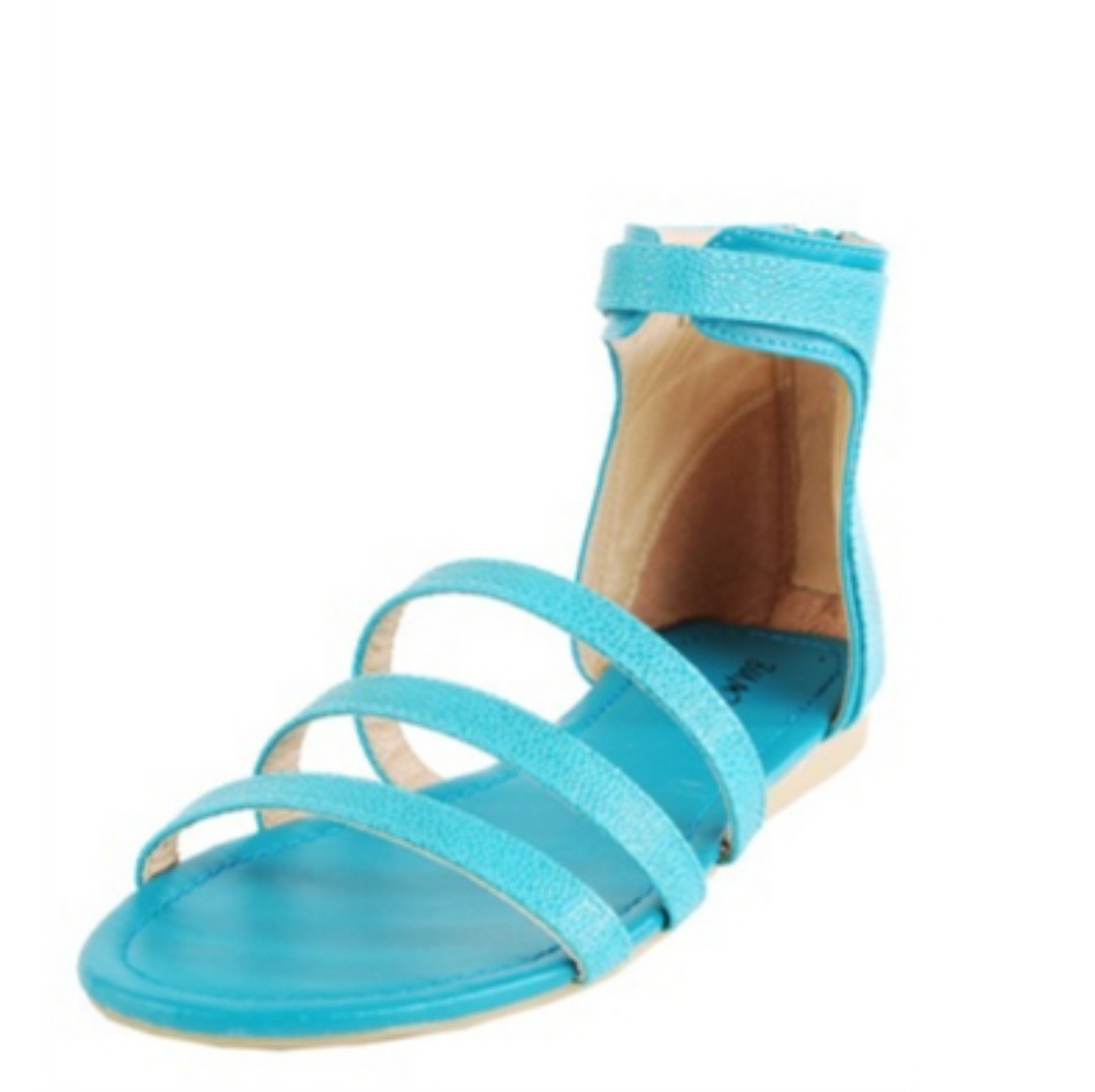 Teal Strappy Gladiator Flat Sandals